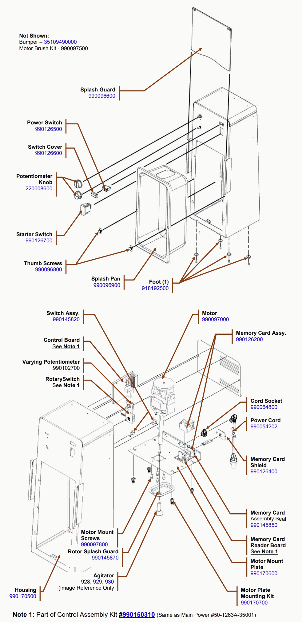 Diagram Diagram and Parts List for HMD900-UK-C  Hamilton Beach Drink Mixer